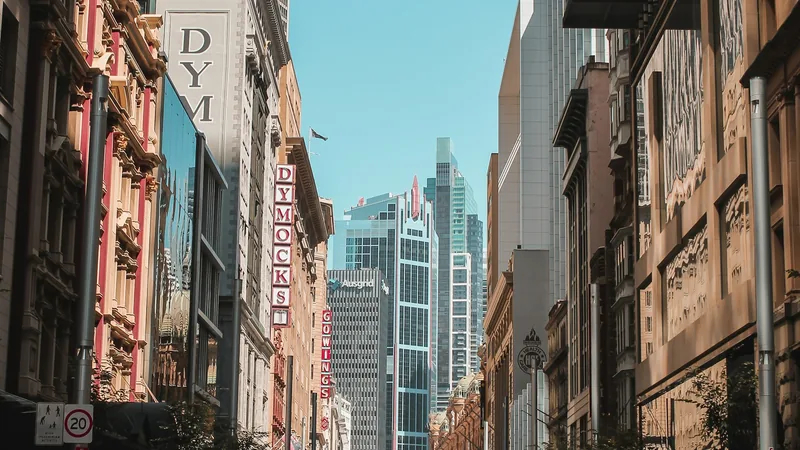 A real daytime streetscape on George Street in central Sydney.